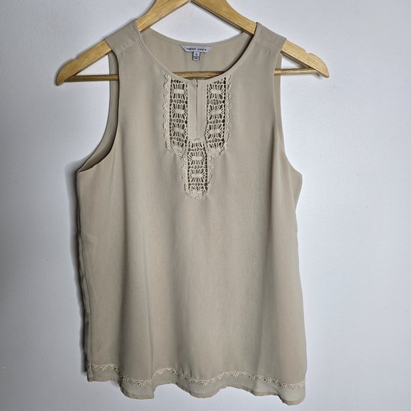 Naked Zebra Tank Top Womens‎ Small Crochet Lace Trim Sleeveless Layered Blouse - Picture 1 of 5